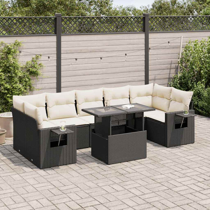 Set Mobilier De Grădină Cu Perne, 8 Piese, , Poliratan