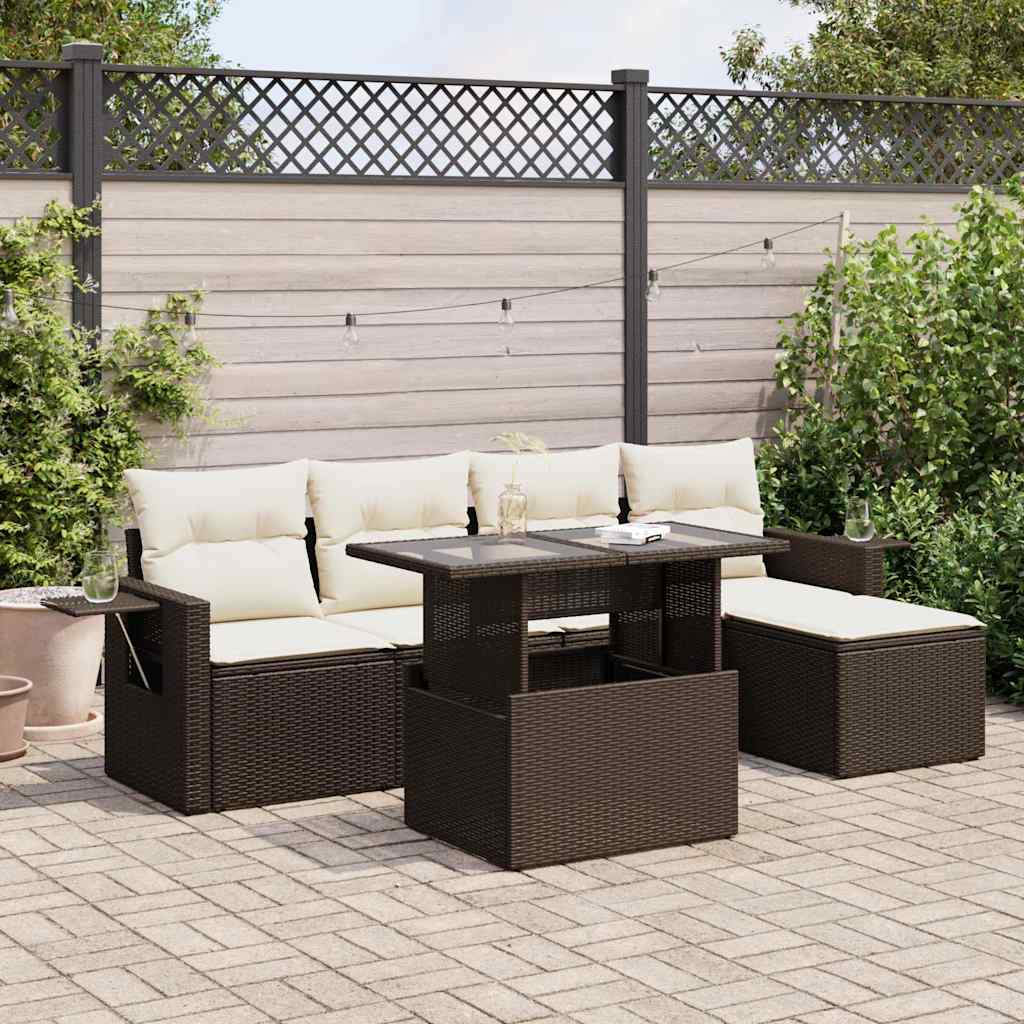 Set Mobilier De Grădină Cu Perne, 6 Piese, , Poliratan