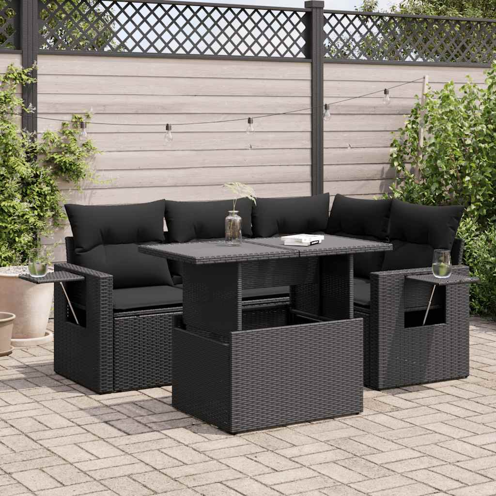 Set Canapele De Grădină Cu Perne, 5 Piese, Bej, Poliratan