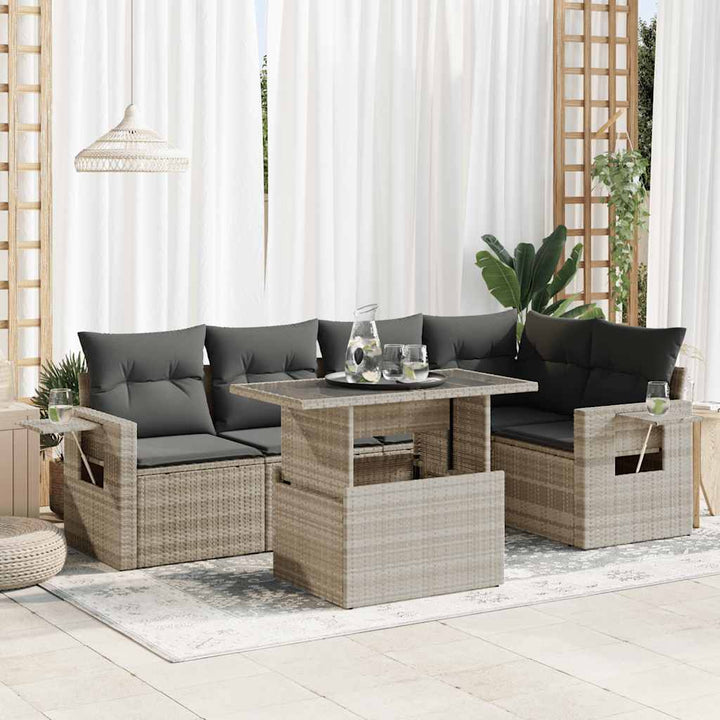 Set Mobilier De Grădină Cu Perne, 6 Piese, Negru, Poliratan