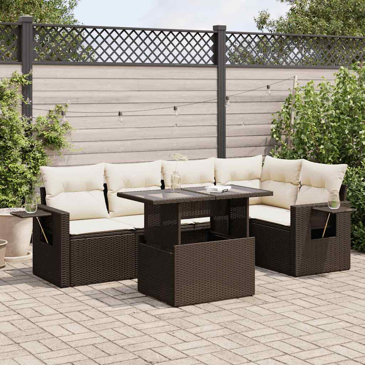 Set Mobilier De Grădină Cu Perne, 6 Piese, Negru, Poliratan