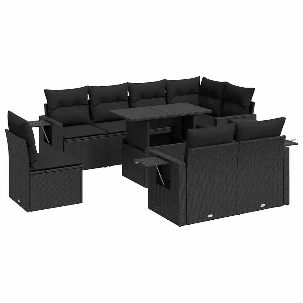 Set Mobilier De Grădină Cu Perne, 9 Piese, , Poliratan