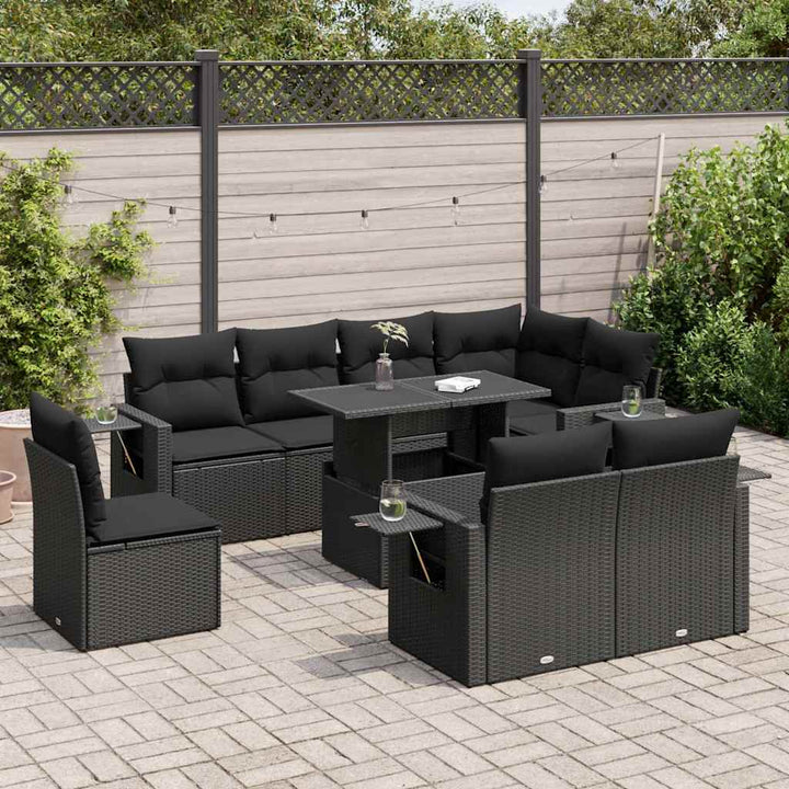 Set Mobilier De Grădină Cu Perne, 9 Piese, , Poliratan