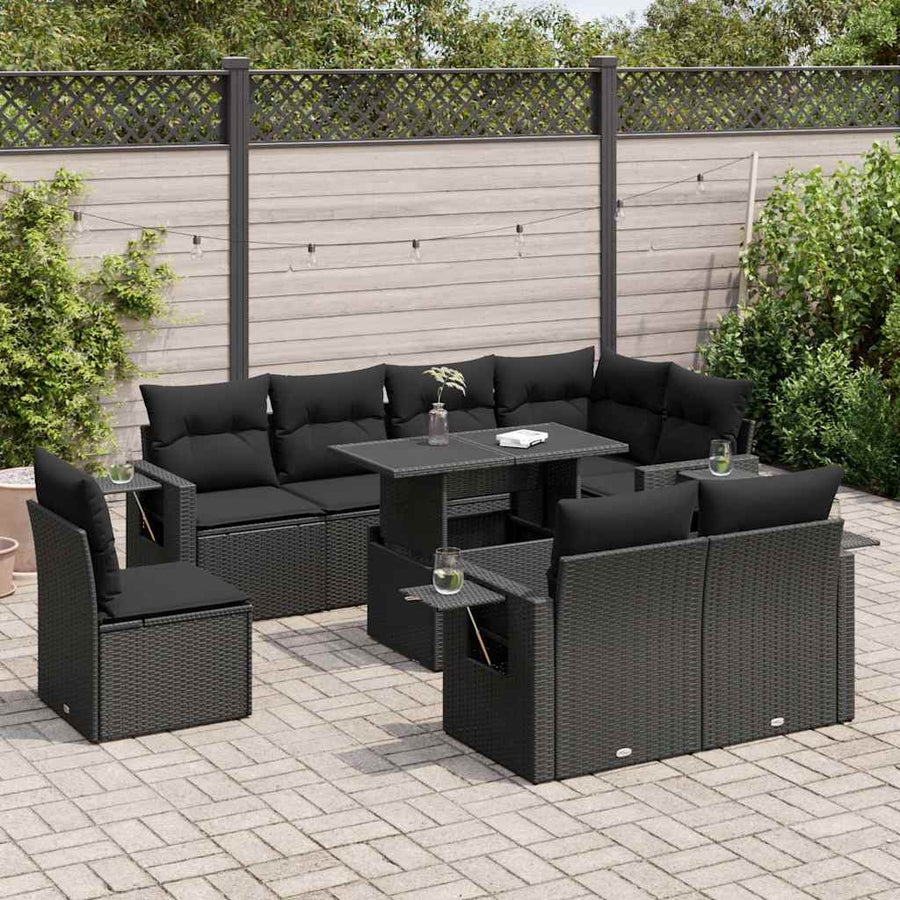 Set Mobilier De Grădină Cu Perne, 9 Piese, , Poliratan