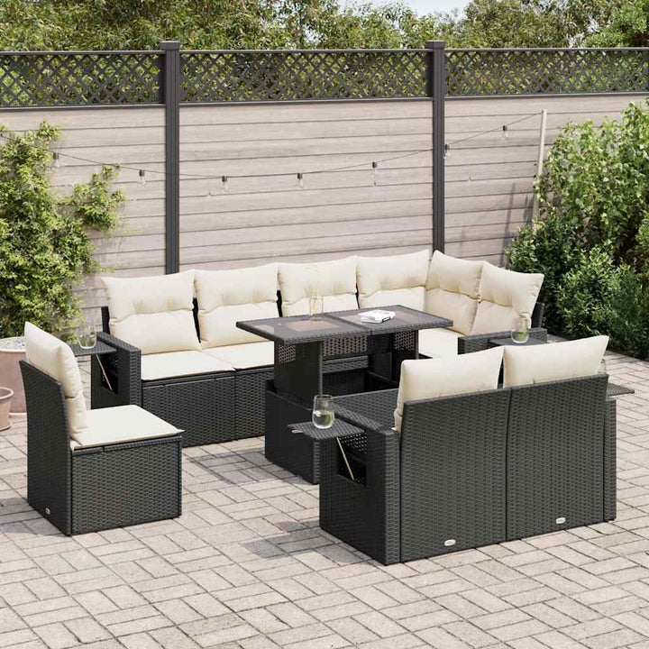 Set Mobilier De Grădină Cu Perne, 9 Piese, , Poliratan