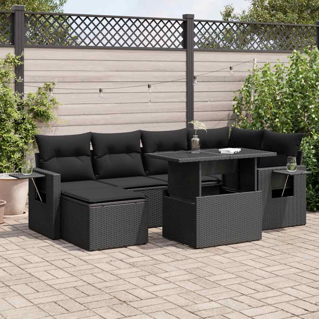 Set Canapele De Grădină Cu Perne, 7 Piese, , Poliratan