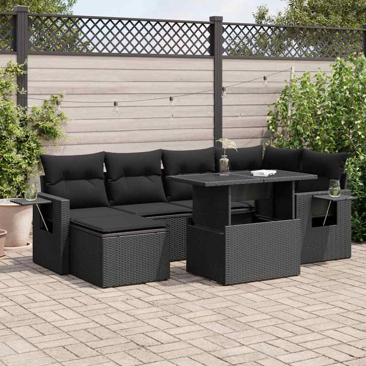 Set Canapele De Grădină Cu Perne, 7 Piese, , Poliratan