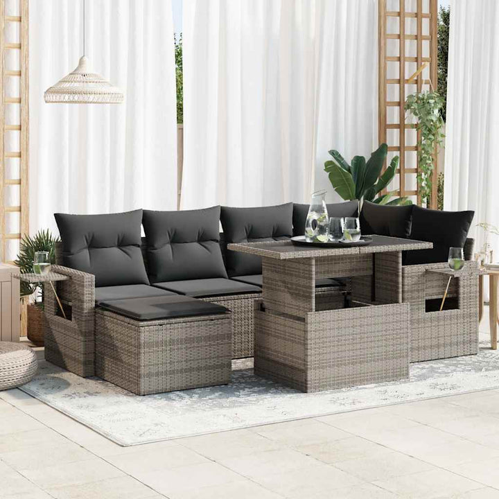 Set Canapele De Grădină Cu Perne, 7 Piese, , Poliratan