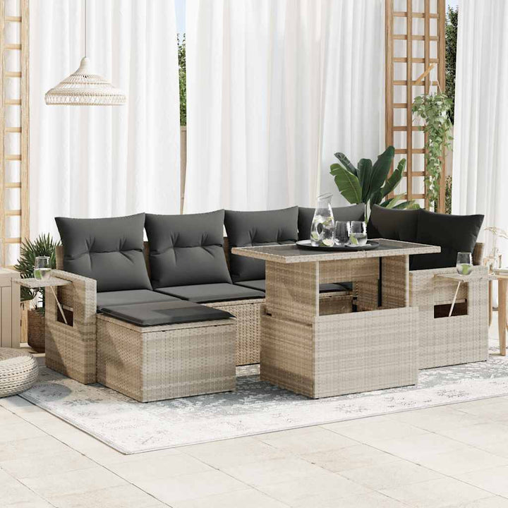 Set Canapele De Grădină Cu Perne, 7 Piese, , Poliratan