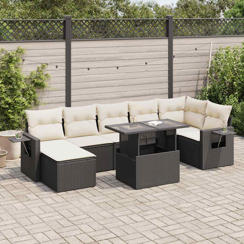 Set Canapele De Grădină, 8 Piese, Cu Perne, Bej, Poliratan