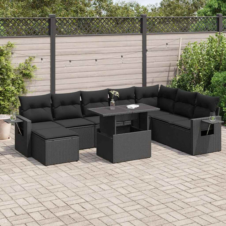 Set Canapele De Grădină, 9 Piese, Cu Perne, , Poliratan