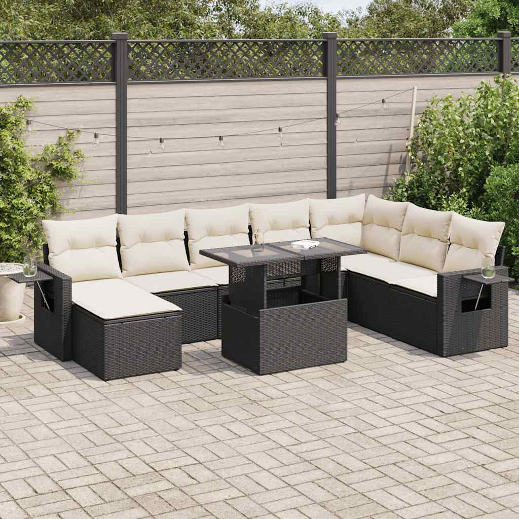 Set Canapele De Grădină, 9 Piese, Cu Perne, , Poliratan