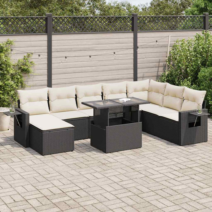 Set Canapele De Grădină, 9 Piese, Cu Perne, , Poliratan