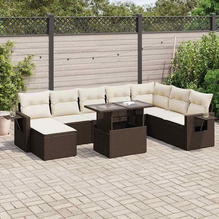 Set Canapele De Grădină, 9 Piese, Cu Perne, , Poliratan