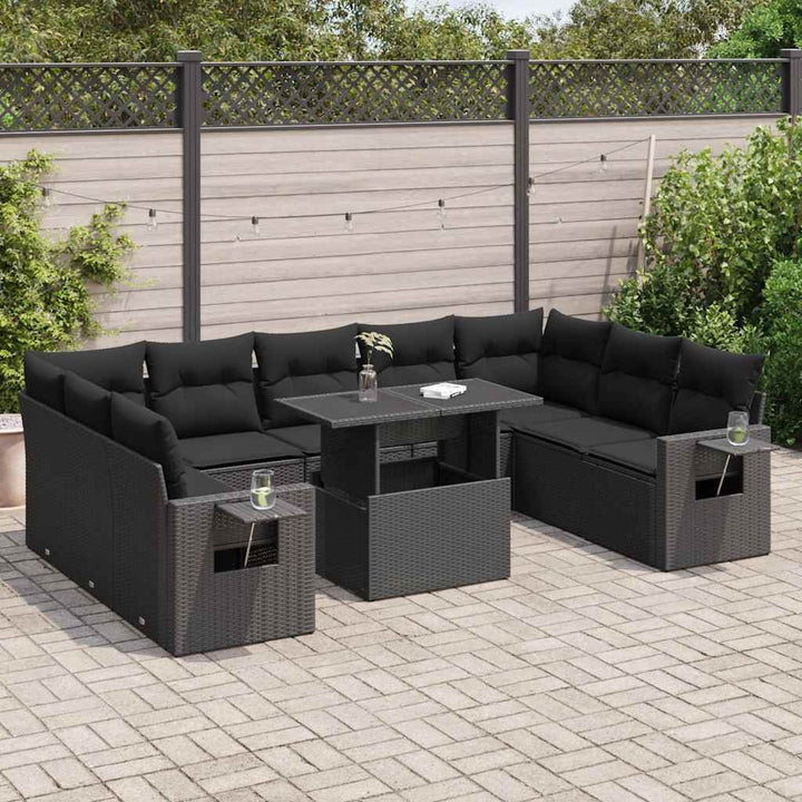 Set Canapele De Grădină Cu Perne, 10 Piese, Bej, Poliratan