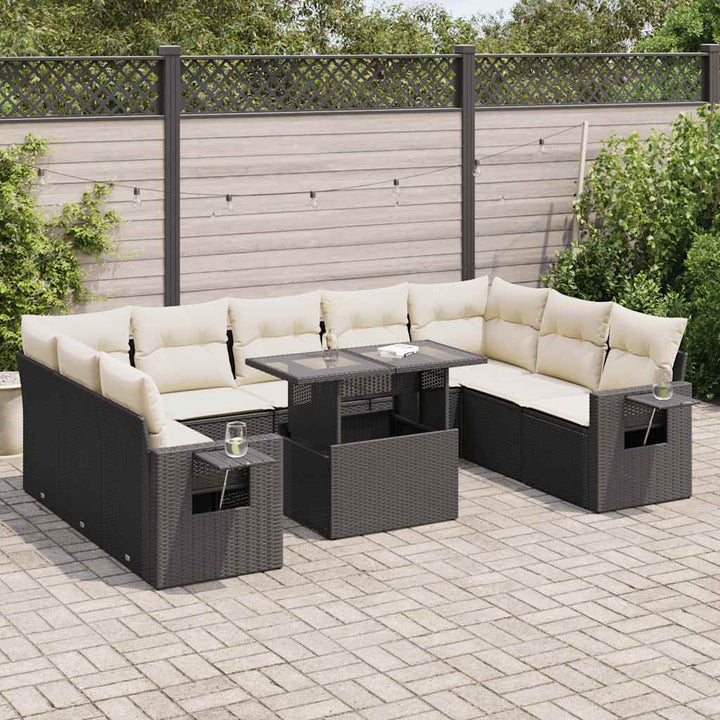 Set Canapele De Grădină Cu Perne, 10 Piese, Bej, Poliratan