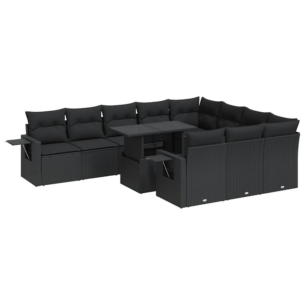 Set Canapele De Grădină Cu Perne, 11 Piese, , Poliratan
