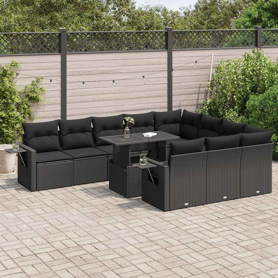 Set Canapele De Grădină Cu Perne, 11 Piese, , Poliratan