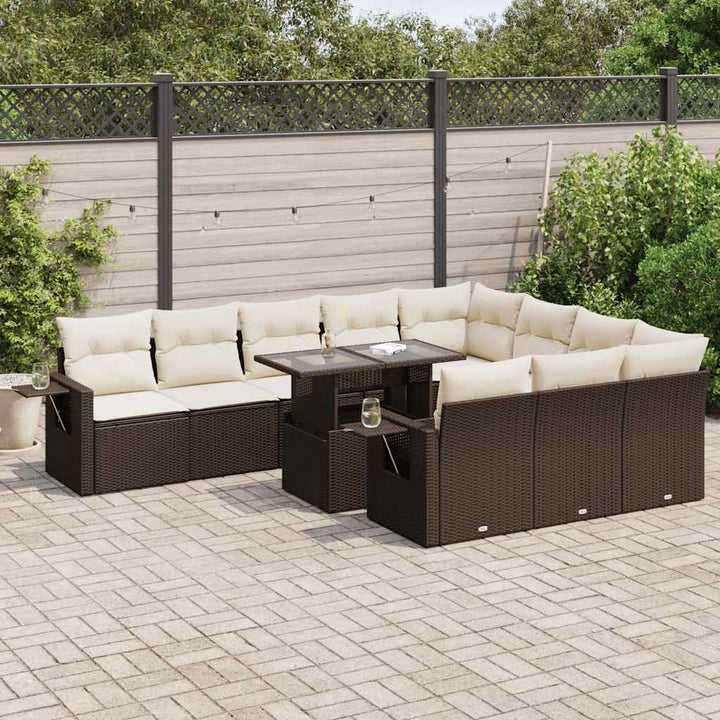 Set Canapele De Grădină Cu Perne, 11 Piese, , Poliratan