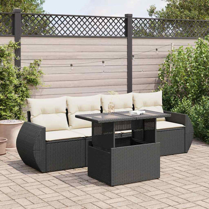 Set Mobilier De Grădină Cu Perne, 5 Piese, , Poliratan