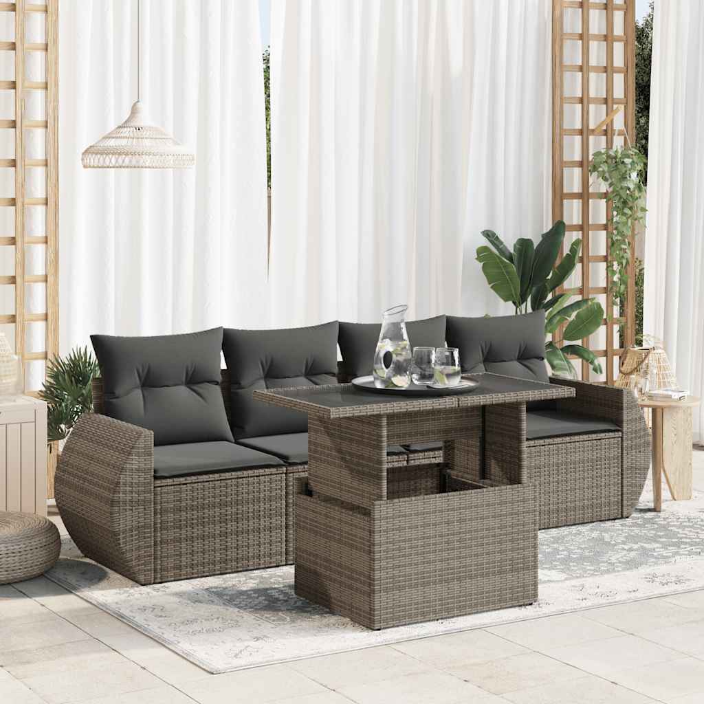 Set Mobilier De Grădină Cu Perne, 5 Piese, , Poliratan