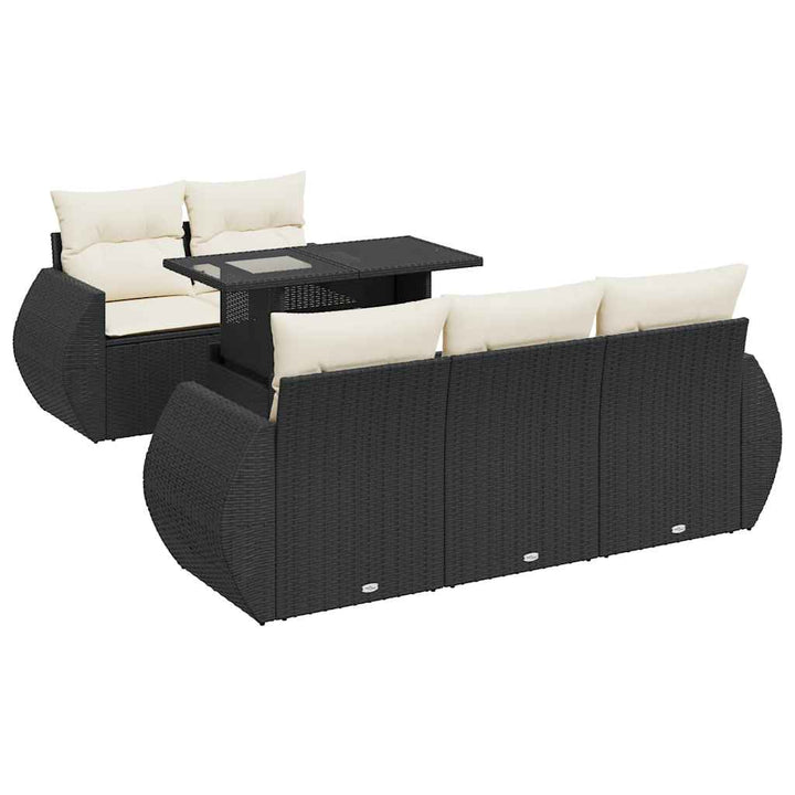 Set Mobilier De Grădină Cu Perne, 6 Piese, Negru, Poliratan