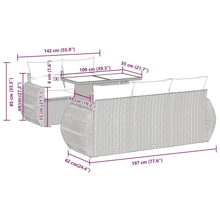 Set Mobilier De Grădină Cu Perne, 6 Piese, Negru, Poliratan