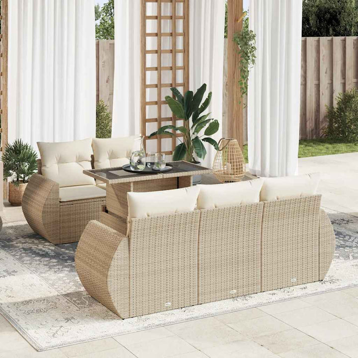 Set Mobilier De Grădină Cu Perne, 6 Piese, Negru, Poliratan