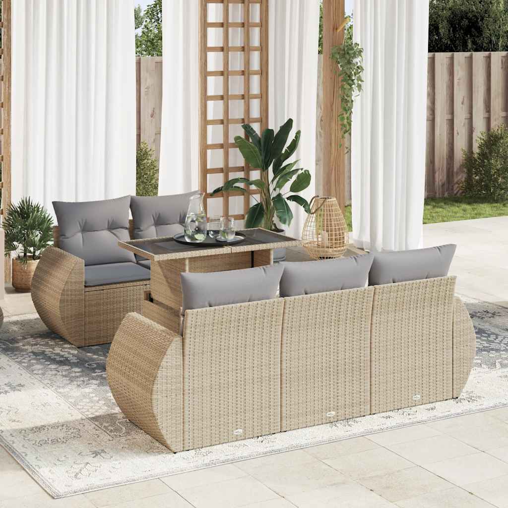 Set Mobilier De Grădină Cu Perne, 6 Piese, Negru, Poliratan