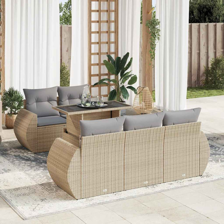 Set Mobilier De Grădină Cu Perne, 6 Piese, Negru, Poliratan