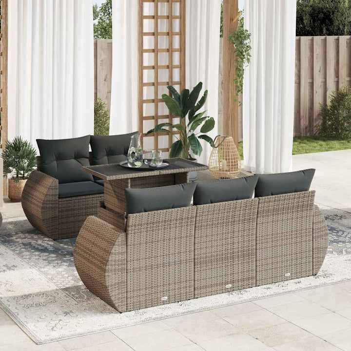 Set Mobilier De Grădină Cu Perne, 6 Piese, Negru, Poliratan