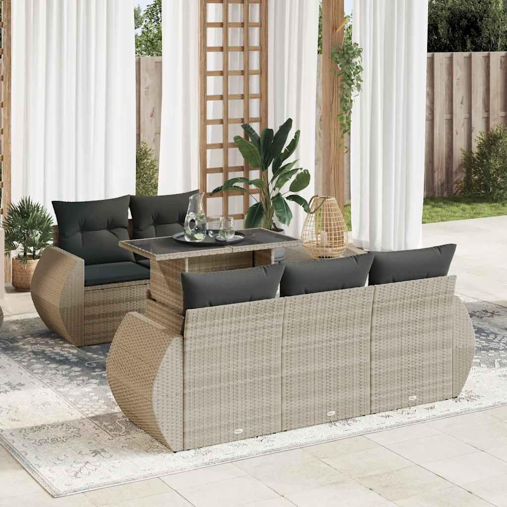 Set Mobilier De Grădină Cu Perne, 6 Piese, Negru, Poliratan