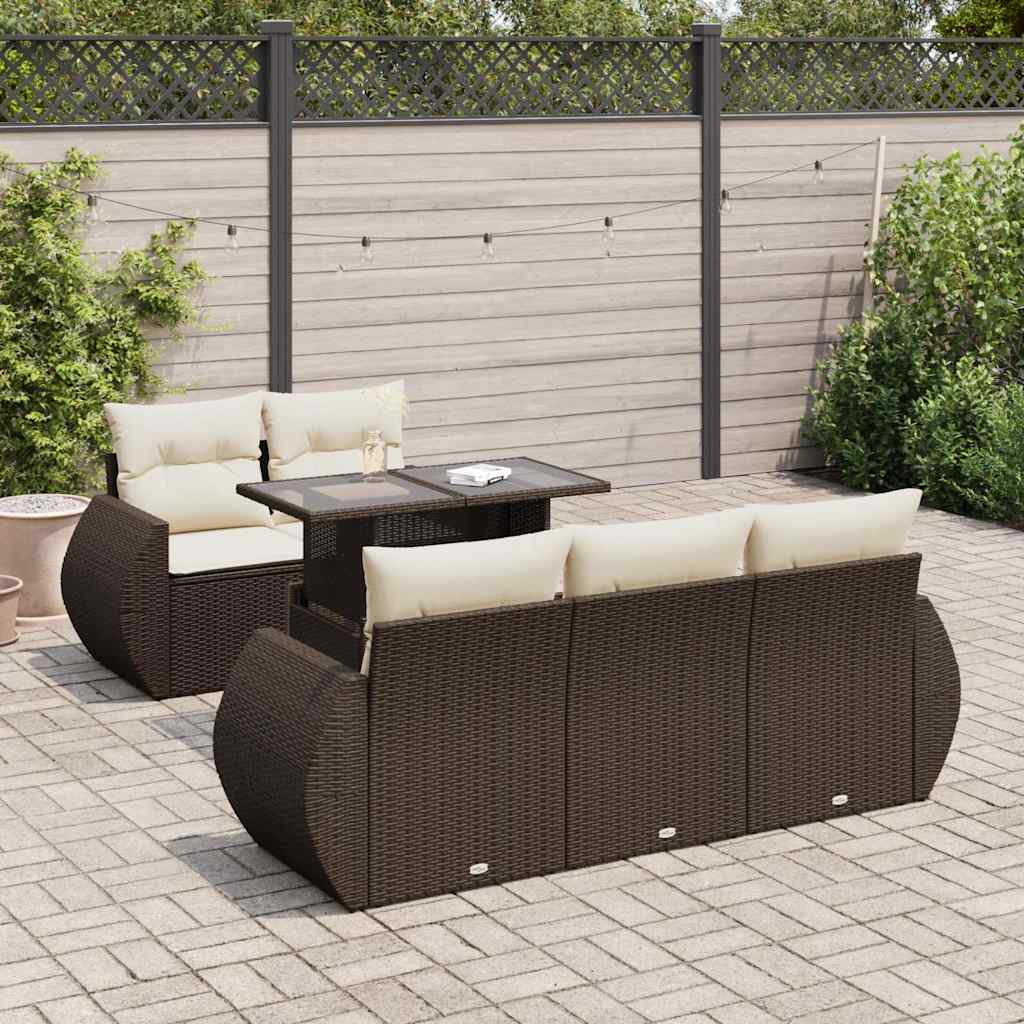 Set Mobilier De Grădină Cu Perne, 6 Piese, Negru, Poliratan