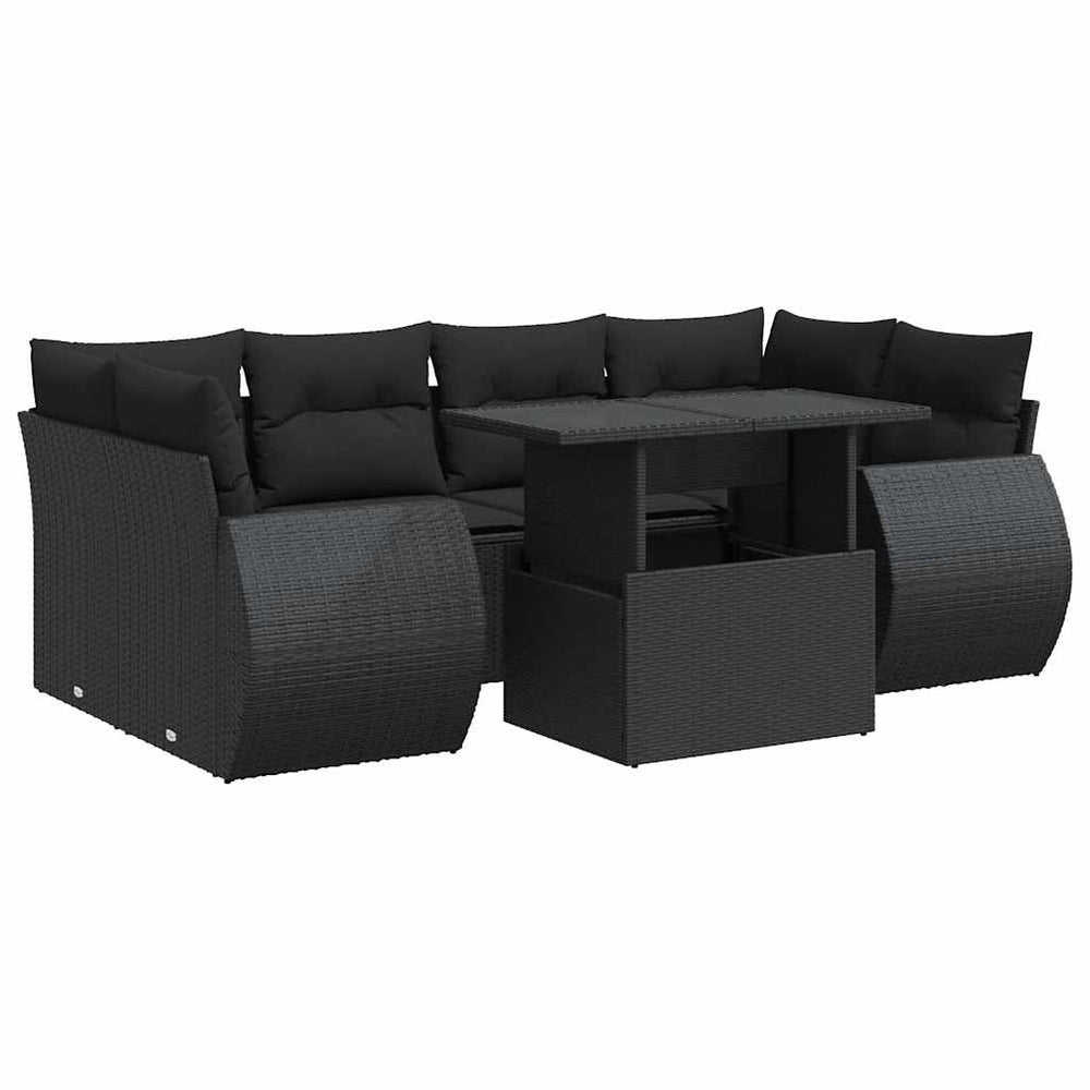 Set Canapele De Grădină Cu Perne, 7 Piese, , Poliratan
