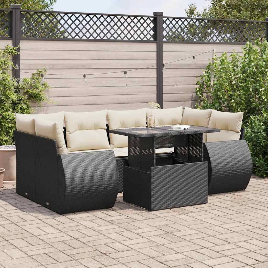 Set Canapele De Grădină Cu Perne, 7 Piese, , Poliratan