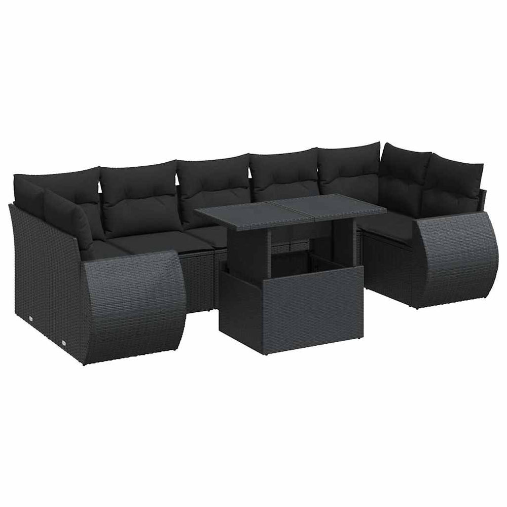 Set Mobilier De Grădină Cu Perne, 8 Piese, , Poliratan