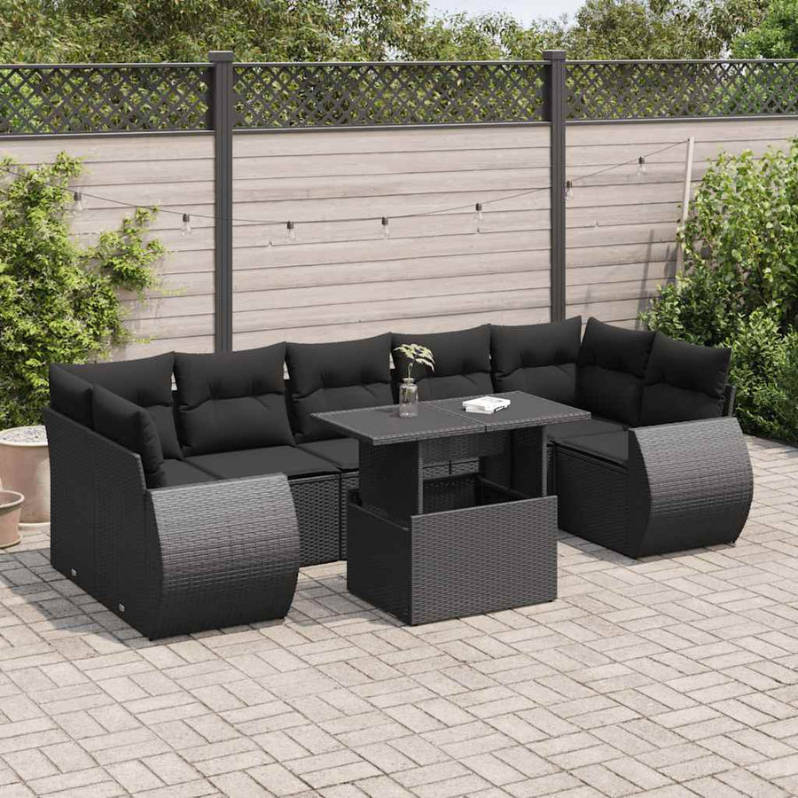 Set Mobilier De Grădină Cu Perne, 8 Piese, , Poliratan