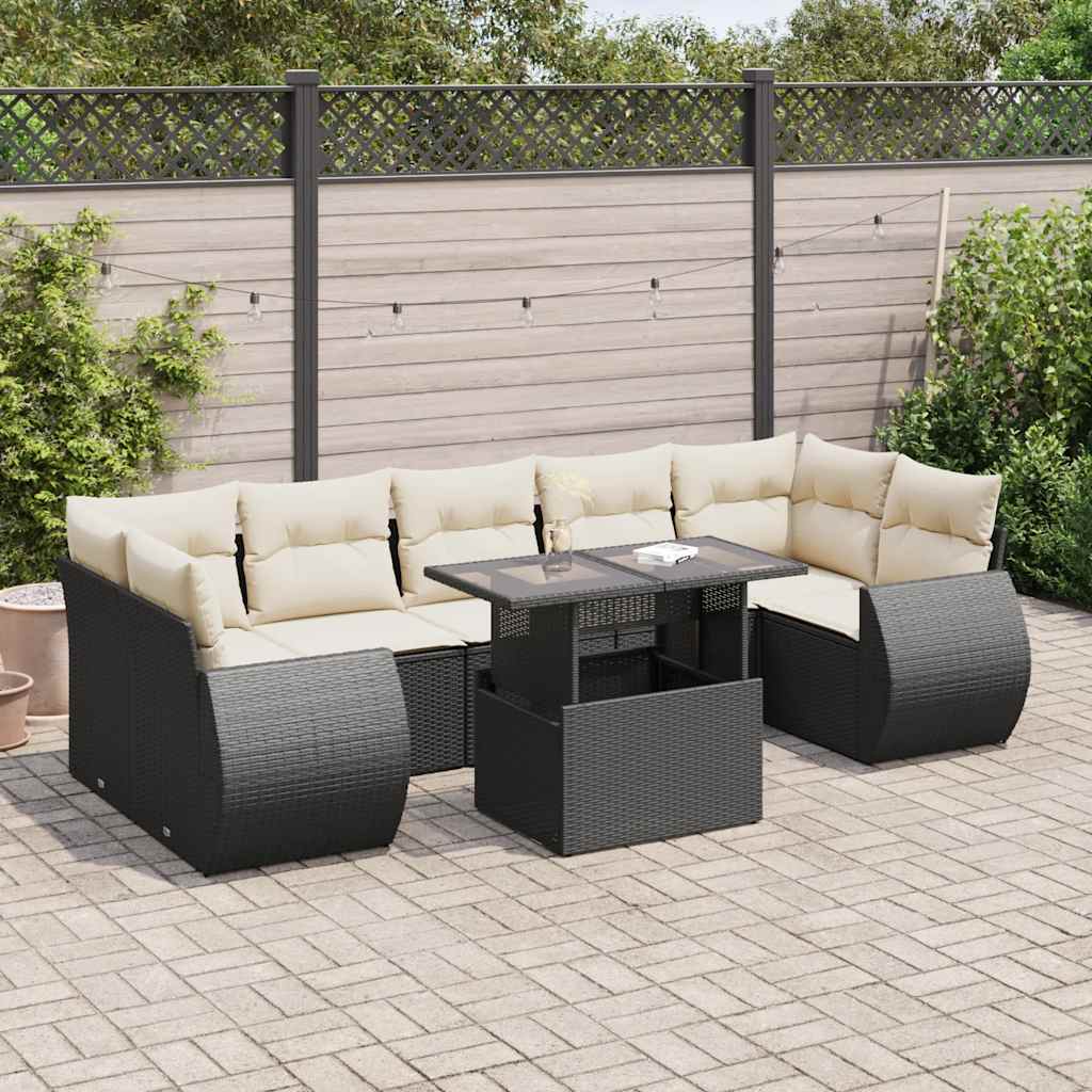 Set Mobilier De Grădină Cu Perne, 8 Piese, , Poliratan