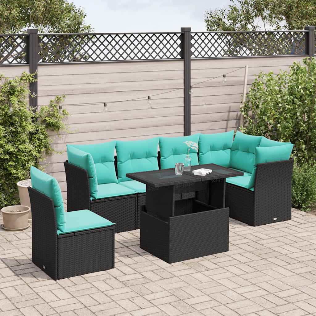 Set Mobilier Grădină Cu Perne, 6 Piese, , Poliratan