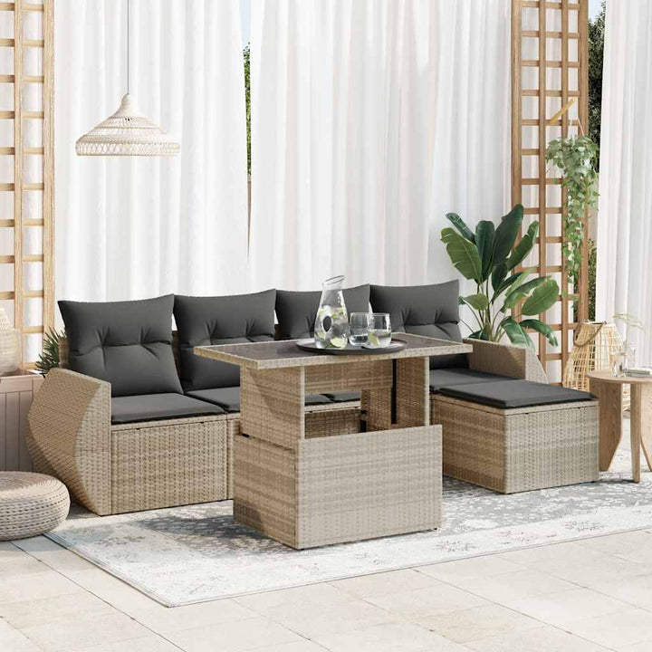 Set Mobilier Grădină Cu Perne, 6 Piese, , Poliratan