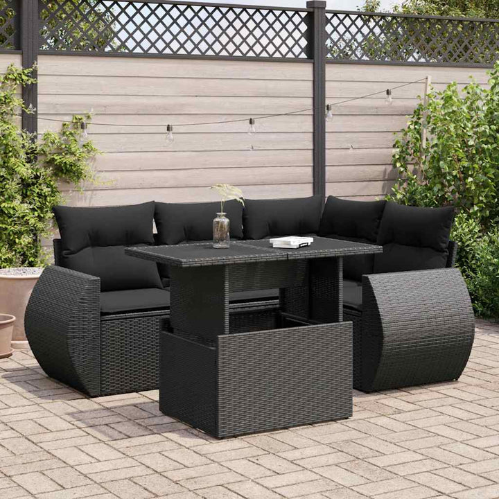 Set Canapele De Grădină Cu Perne, 5 Piese, Bej, Poliratan