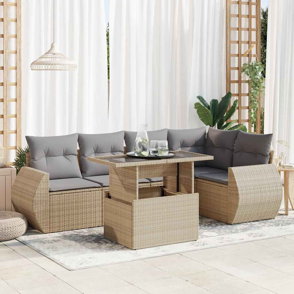 Set Mobilier De Grădină Cu Perne, 6 Piese, Negru, Poliratan