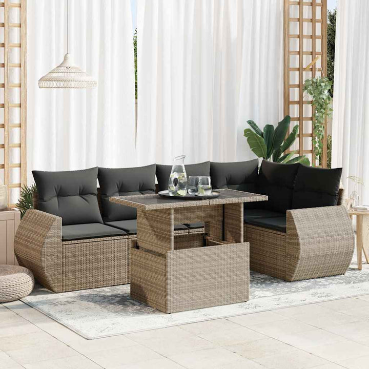 Set Mobilier De Grădină Cu Perne, 6 Piese, Negru, Poliratan