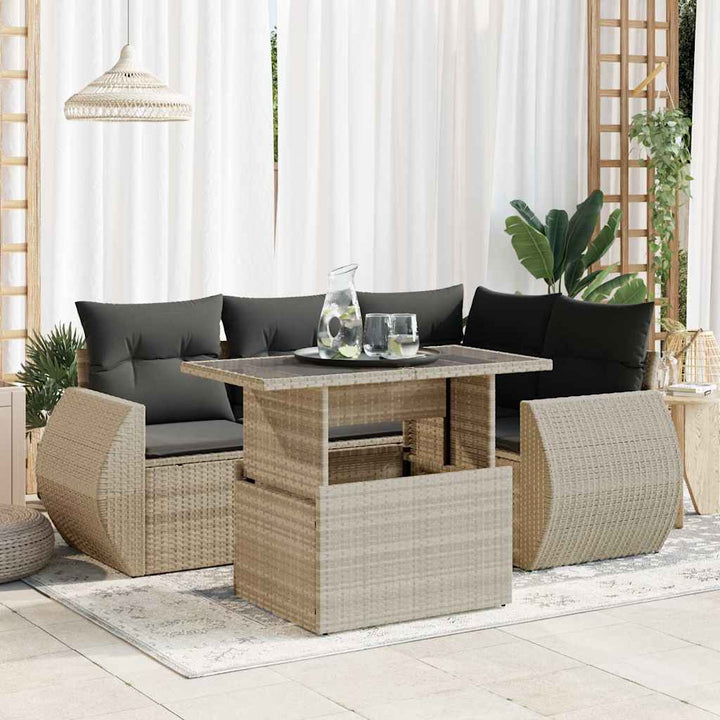 Set Mobilier De Grădină Cu Perne, 6 Piese, Negru, Poliratan