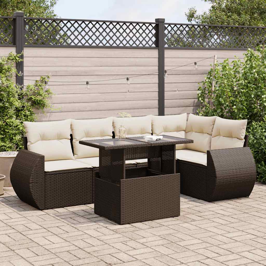 Set Mobilier De Grădină Cu Perne, 6 Piese, Negru, Poliratan