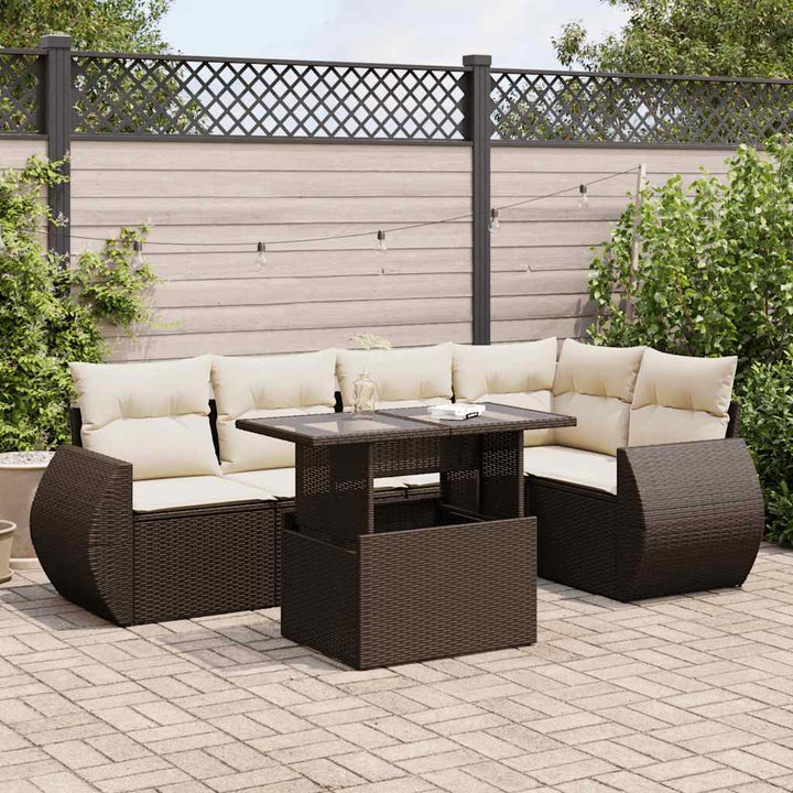 Set Mobilier De Grădină Cu Perne, 6 Piese, Negru, Poliratan