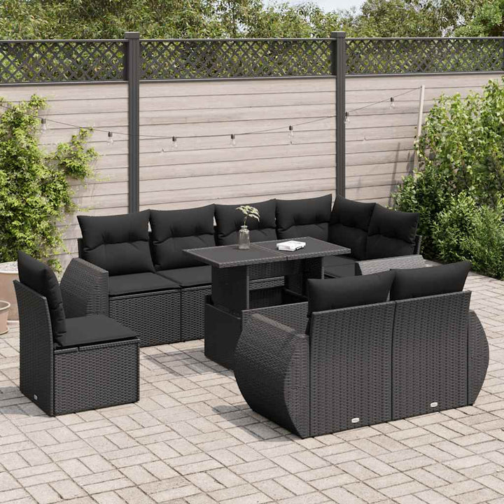 Set Mobilier De Grădină Cu Perne, 9 Piese, , Poliratan