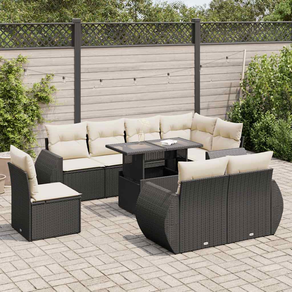 Set Mobilier De Grădină Cu Perne, 9 Piese, , Poliratan