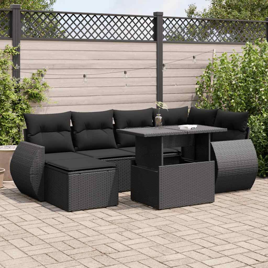 Set Canapele De Grădină, 7 Piese, Cu Perne, Bej, Poliratan
