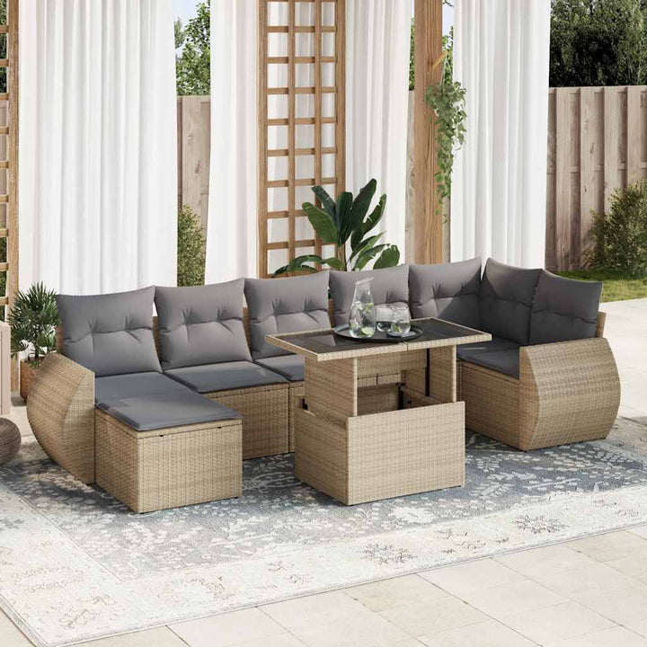Set Mobilier De Grădină Cu Perne, 8 Piese, Negru, Poliratan